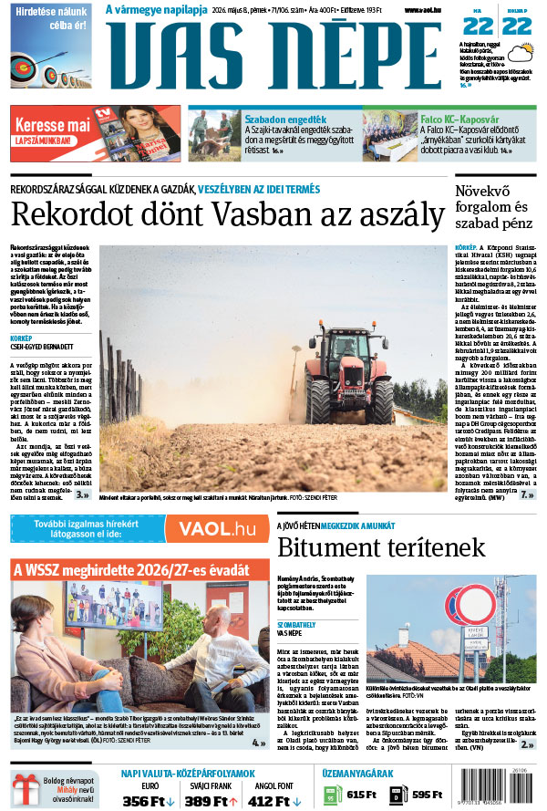 Lapszám: 2026. 05. 08. + MELLÉKLET