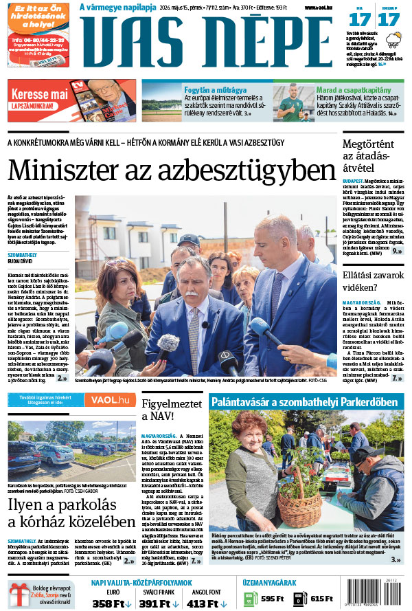 Lapszám: 2026. 05. 15. + MELLÉKLET